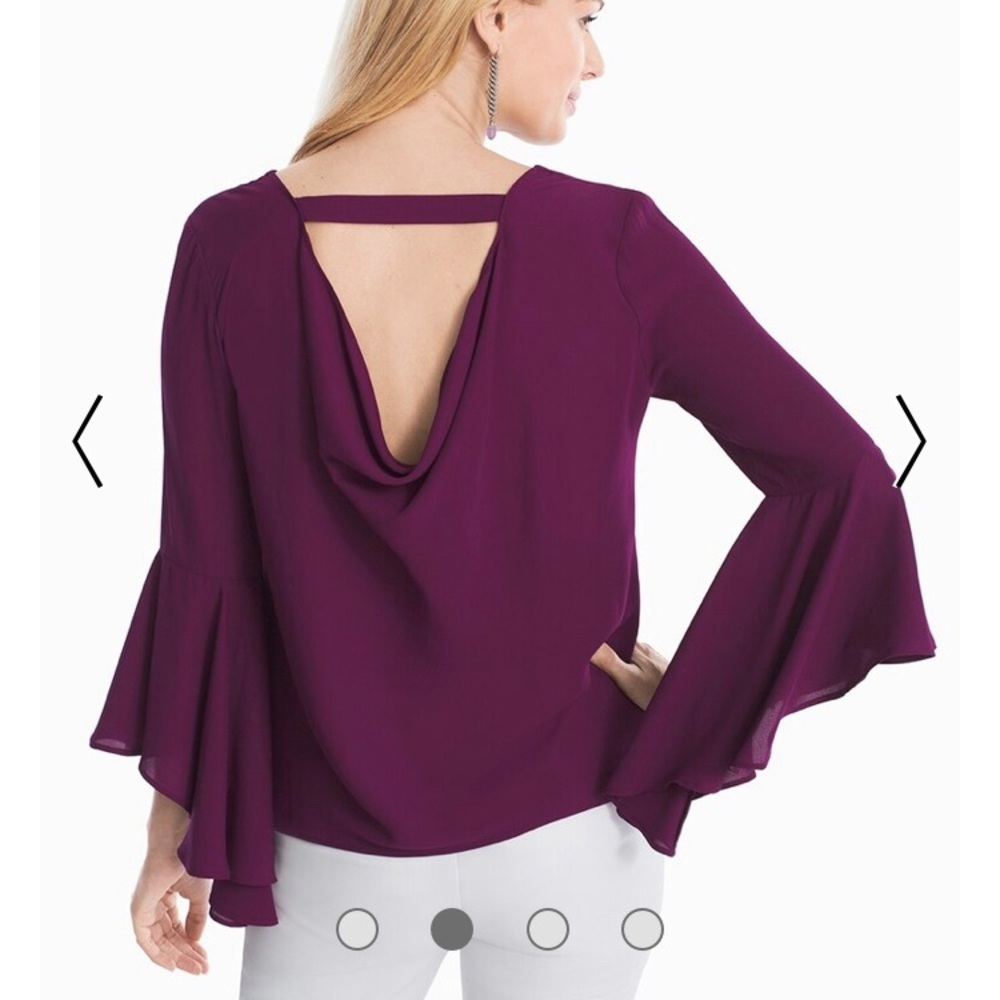 WHBM drama sleeve with drape back blouse